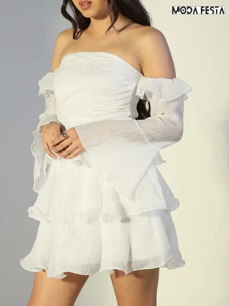 ModaFesta -white-off-shoulder-ruffled-mini-dress