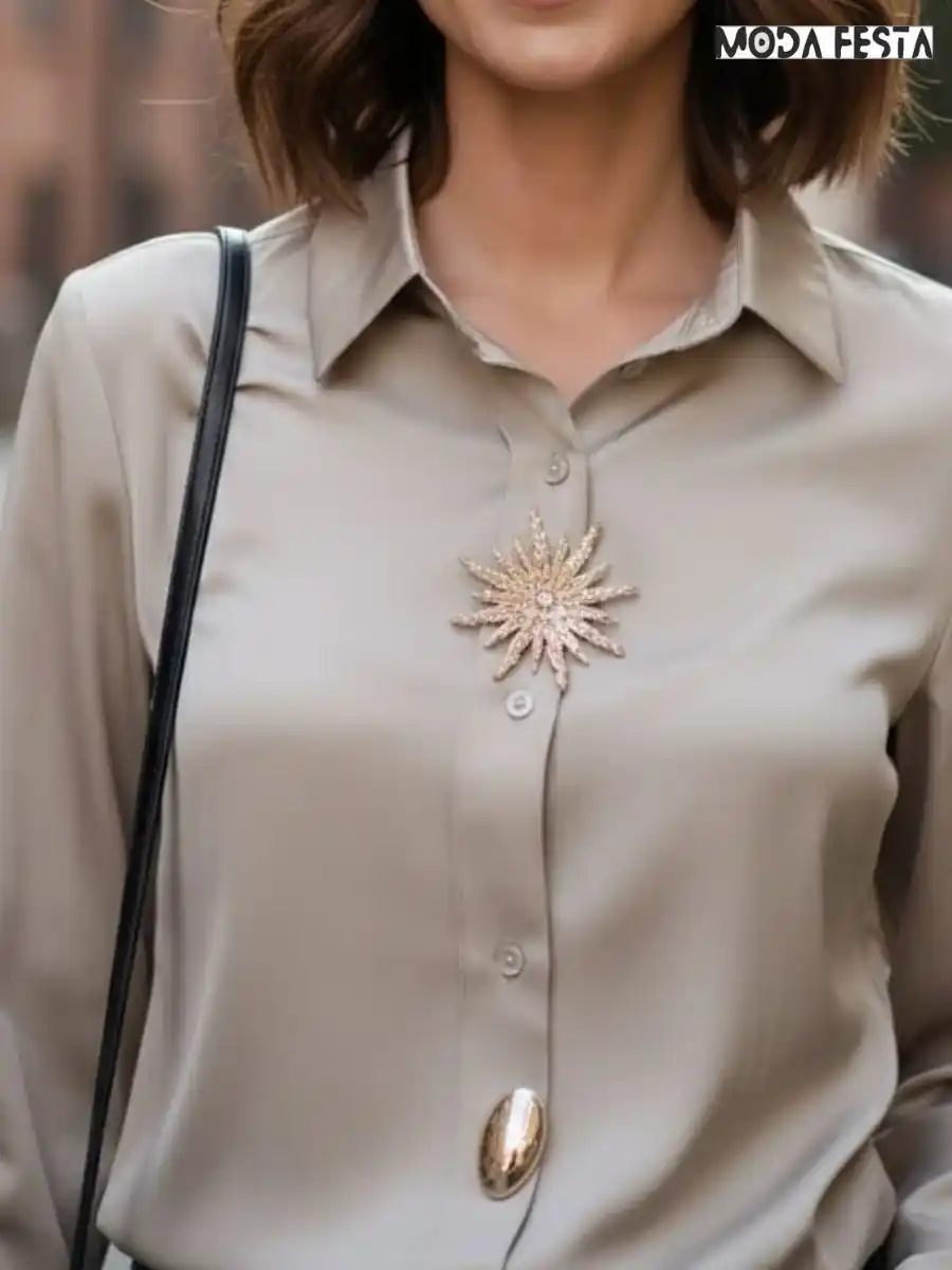 ModaFesta -elegant-satin-shirt-with-style-button-beige