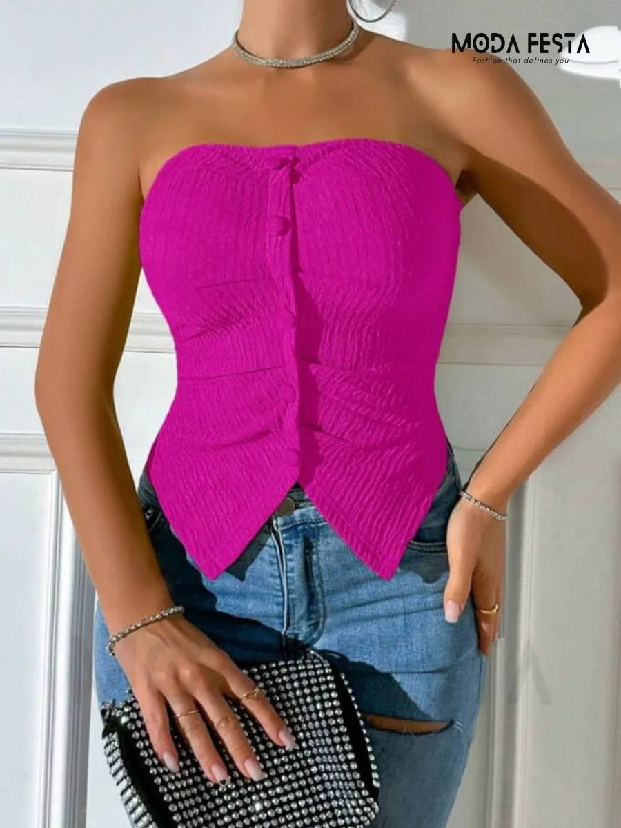 ModaFesta -textured-tube-top-pink