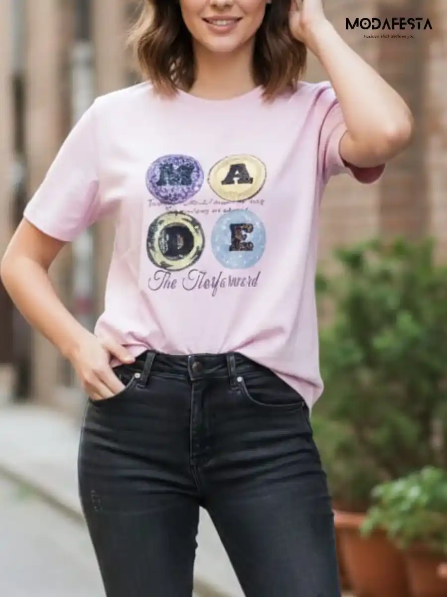 ModaFesta -classy-graphic-sequin-t-shirt-peach