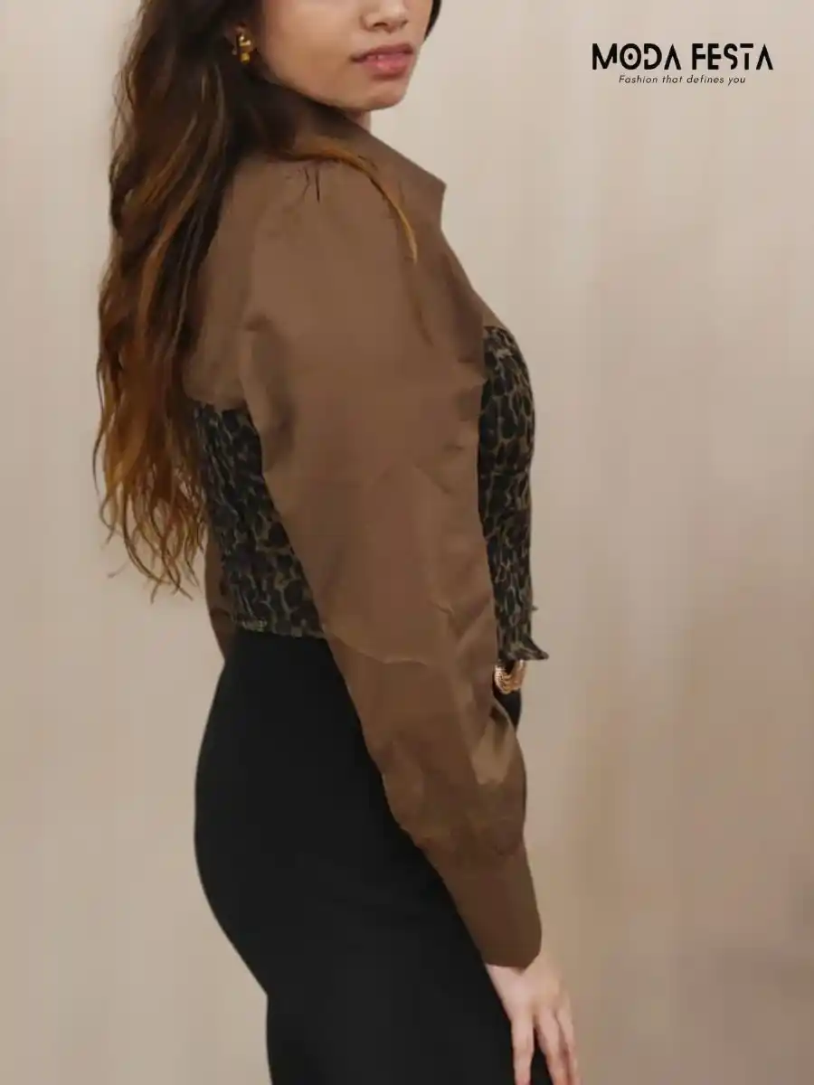 ModaFesta -shirt-with-bustier-cheeta-print-brown