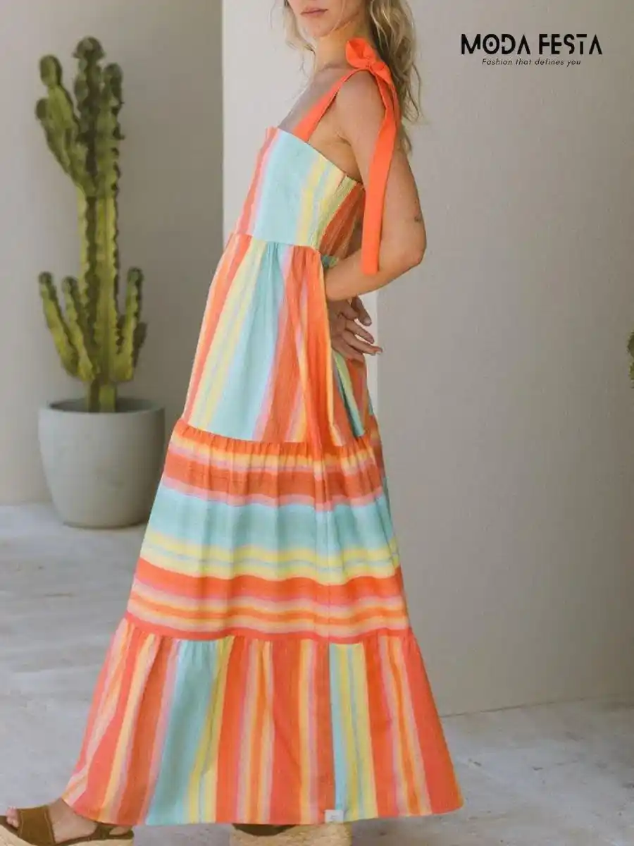 ModaFesta -multicoloured-tie-dress-orange
