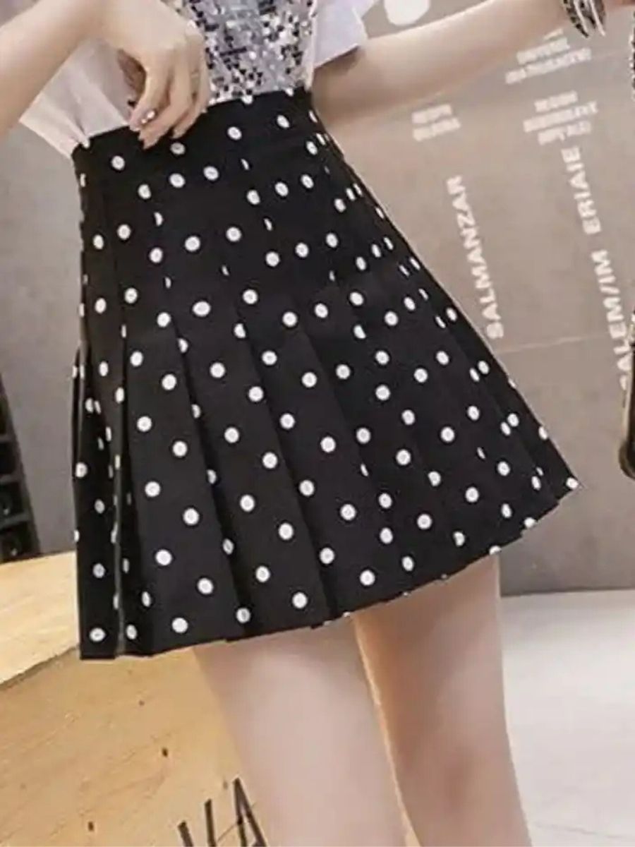 ModaFesta -polka-dots-skirt-black