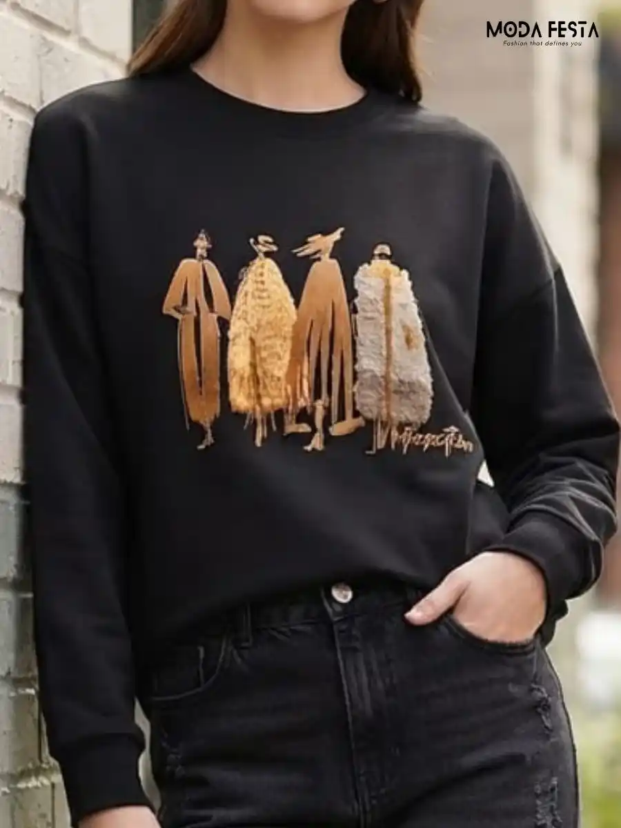 Black Graphic Print Oversized T-Shirt