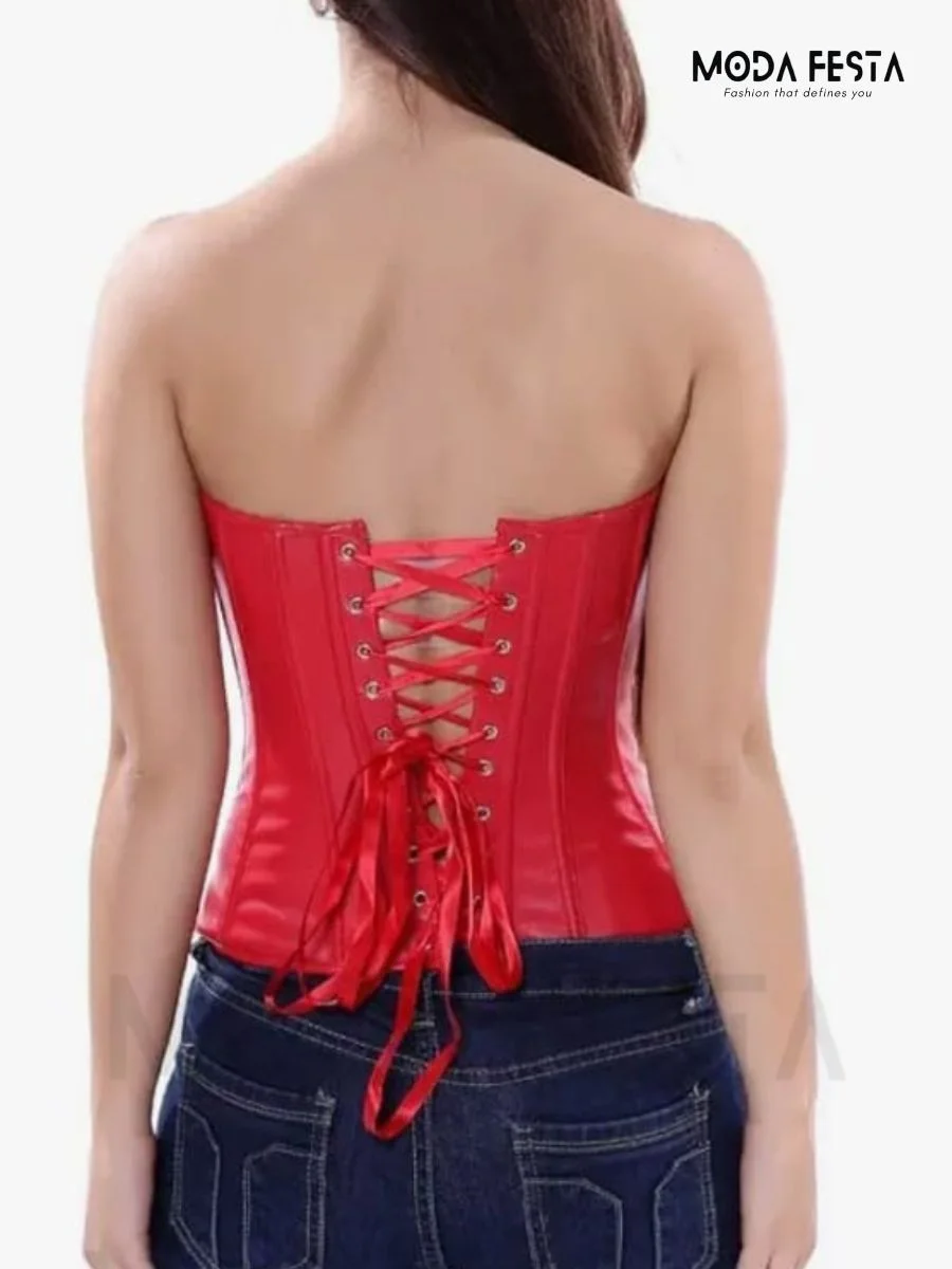 ModaFesta -leather-corset-tube-top-red