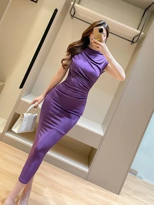 ModaFesta -purple-hip-long-sexy-skinny-dress