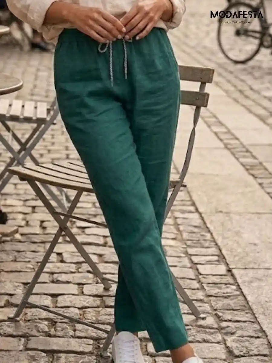 ModaFesta -elegant-linen-pant-green