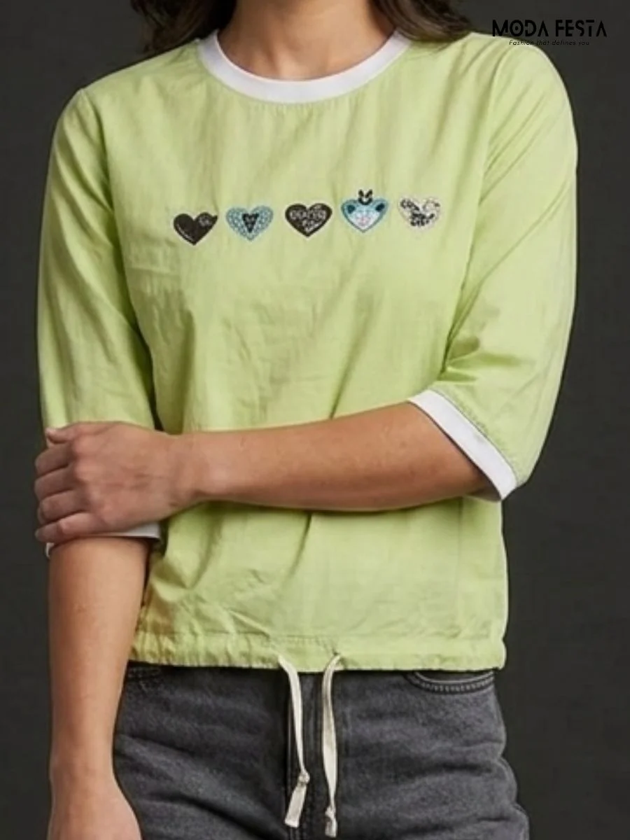 ModaFesta -lime-heart-patch-top