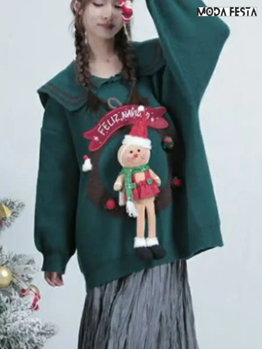 ModaFesta -christmas-knit-t-shirt-green