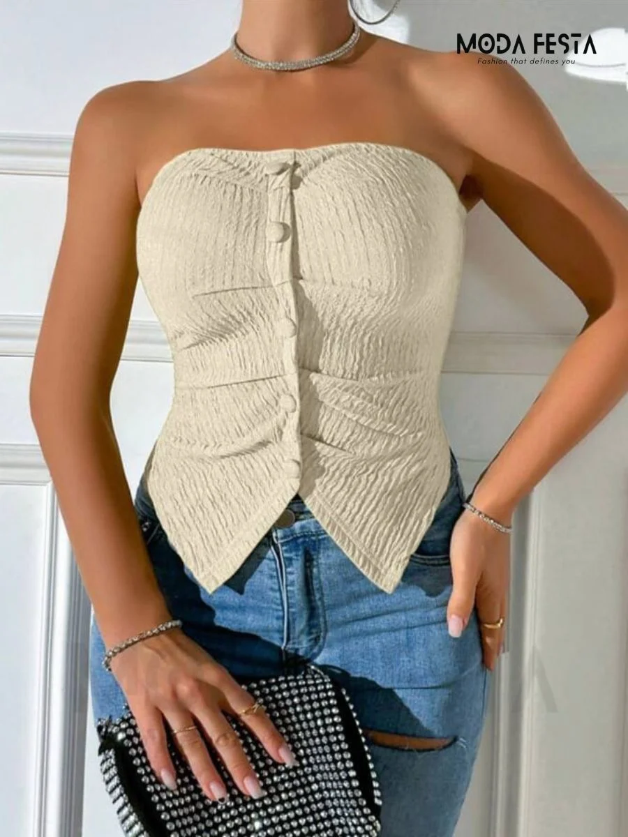 ModaFesta -textured-tube-top-beige