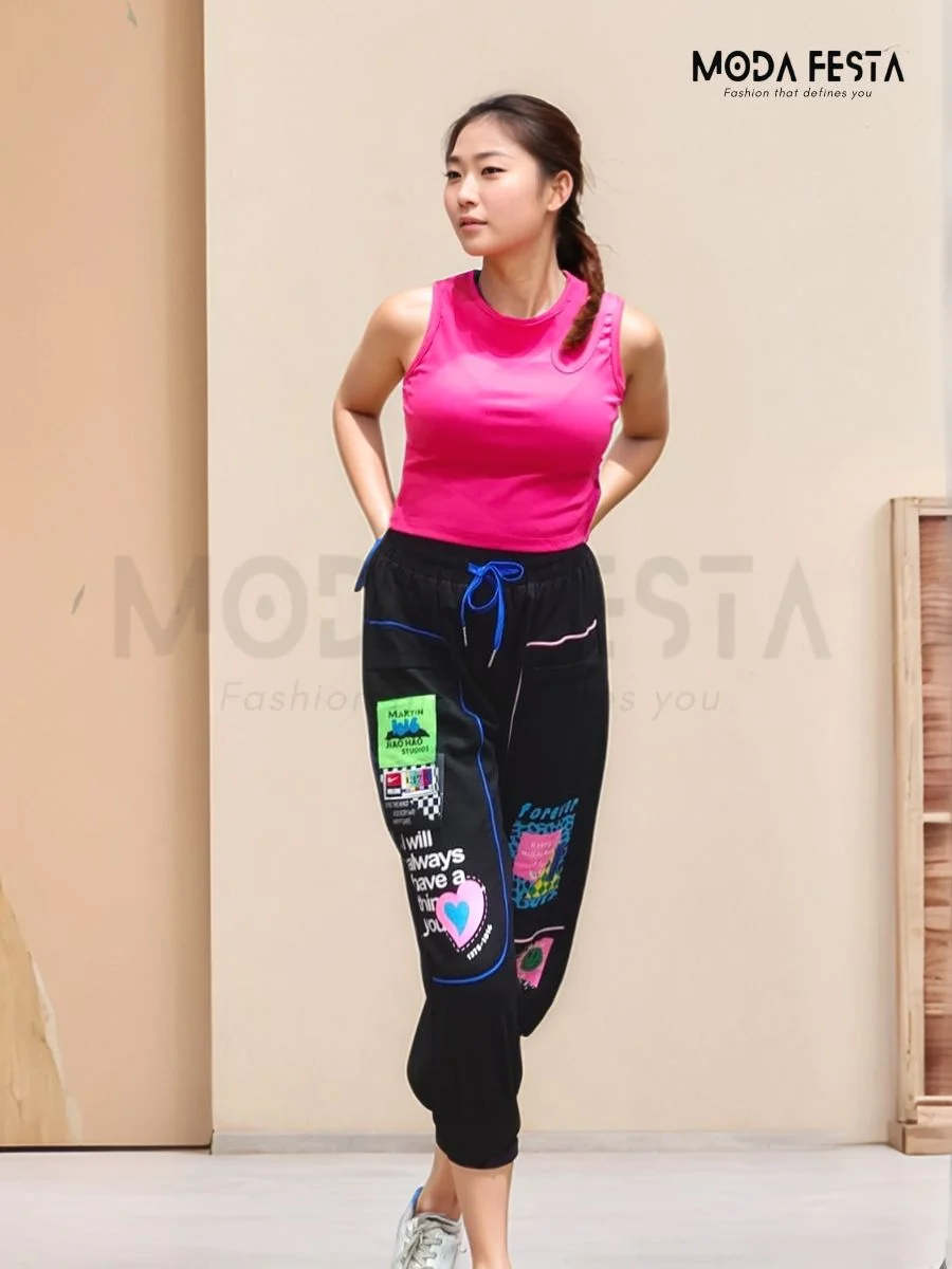 ModaFesta -black-printed-cargo-pant