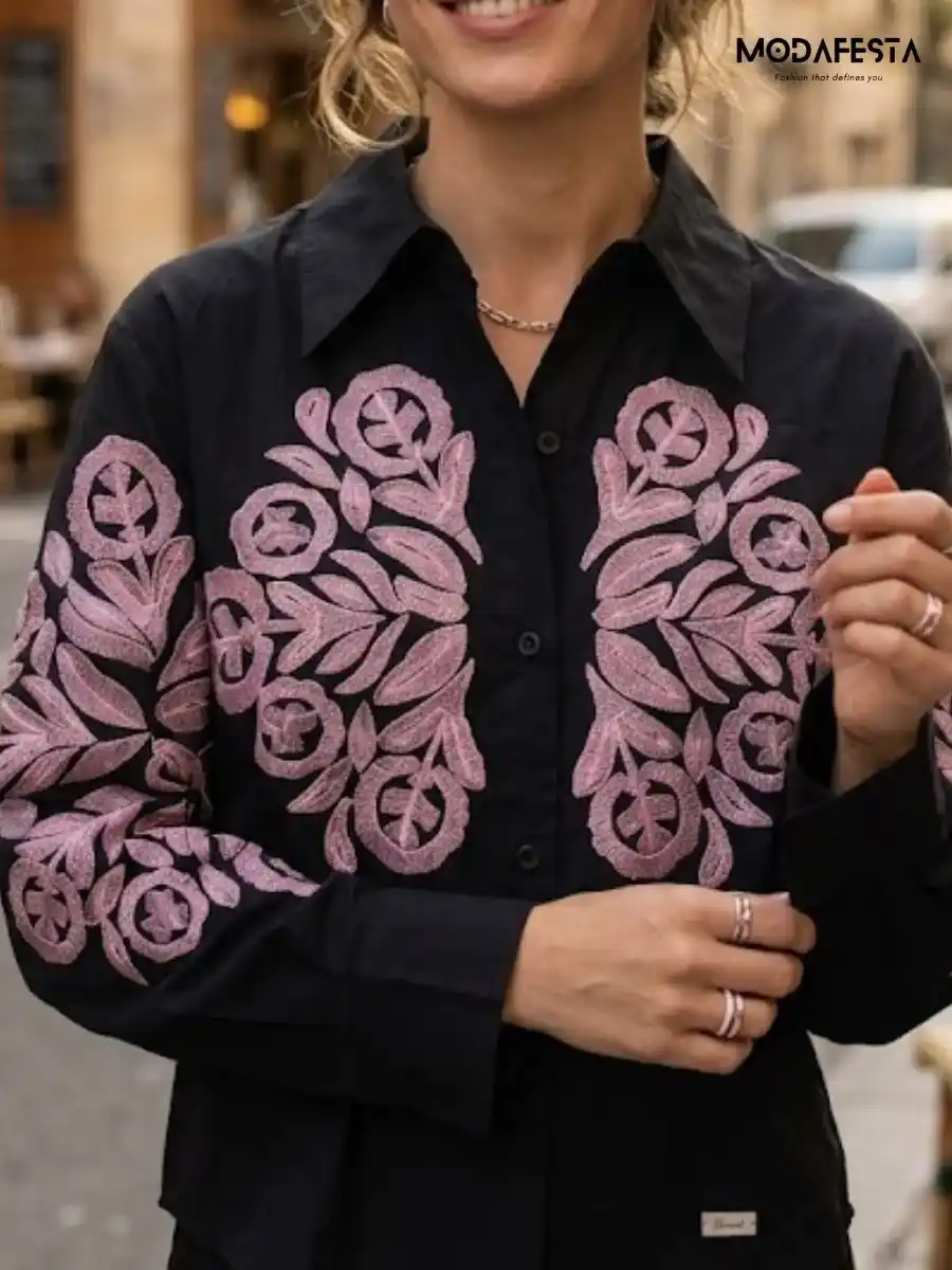 ModaFesta -elegant-black-with-pink-embroidered-shirt