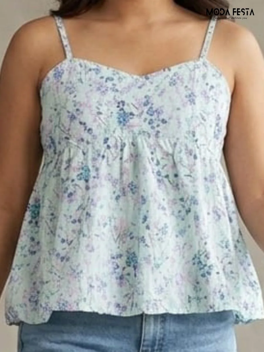 ModaFesta -floral-spaghetti-peplum-top