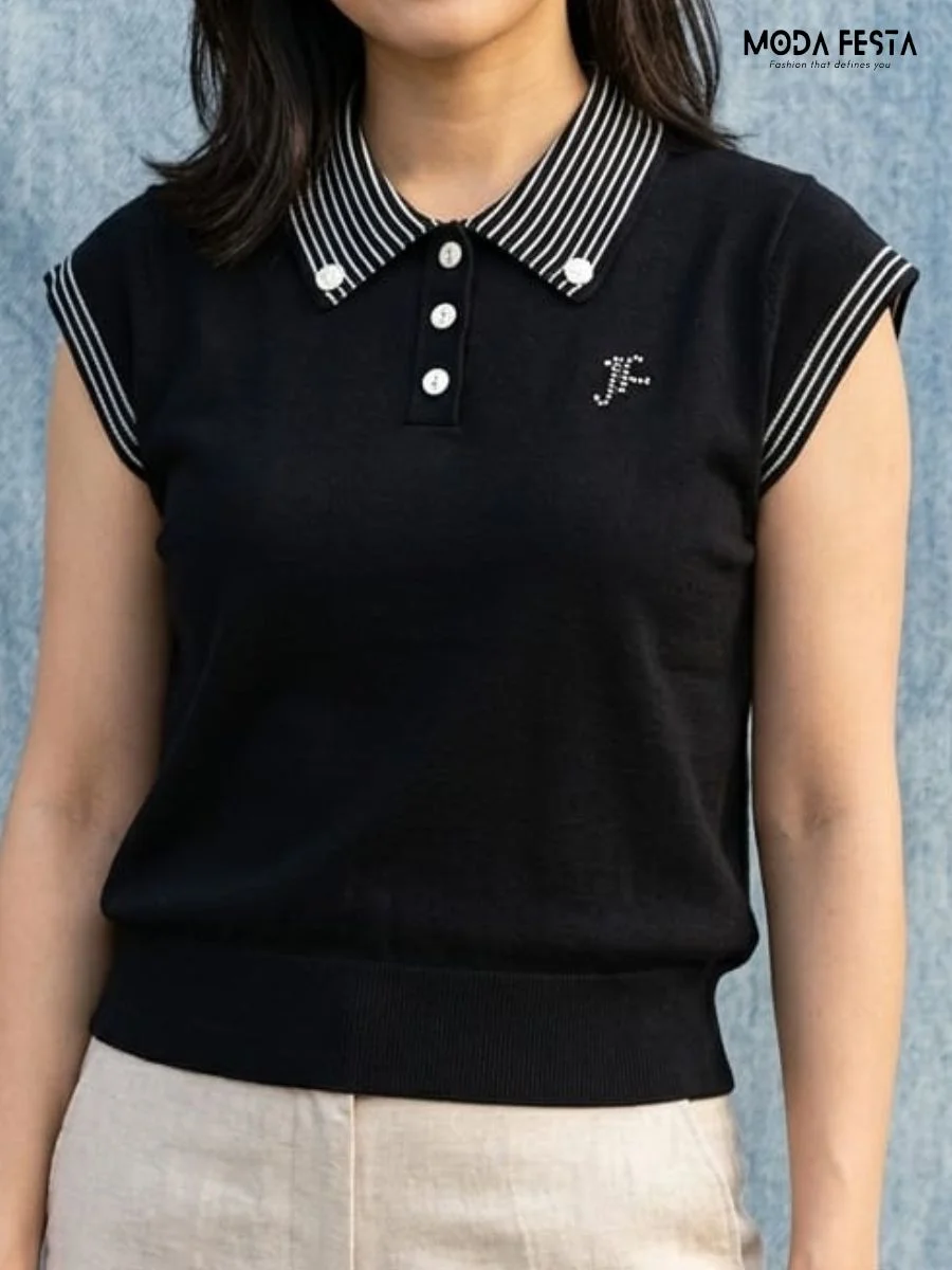 ModaFesta -striped-collar-knit-polo