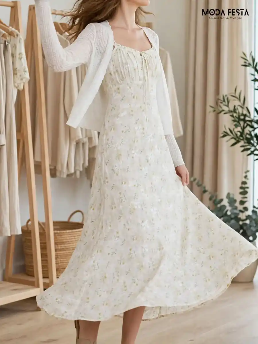 ModaFesta -floral-print-smocked-maxi-dress