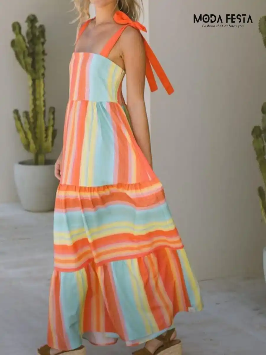 ModaFesta -multicoloured-tie-dress-orange