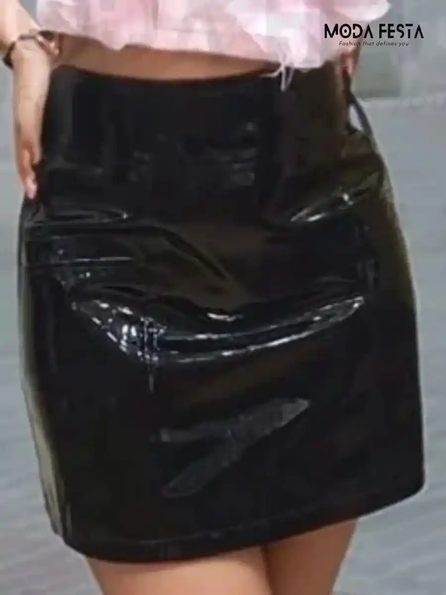 ModaFesta -faux-leather-skirt-black