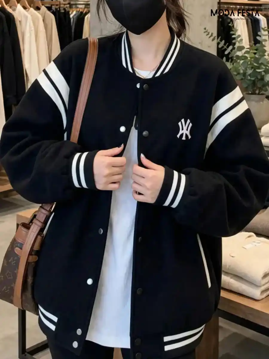 ModaFesta -stylish-varsity-jacket-black