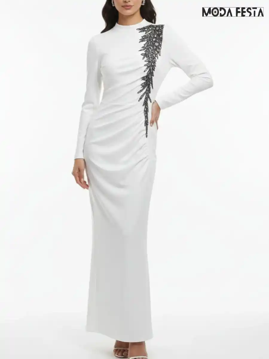 ModaFesta -stylish-sequin-embellished-dress-white