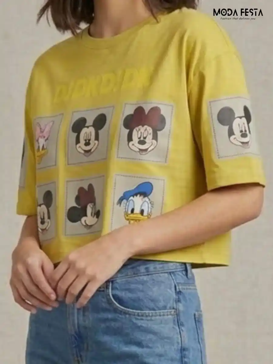 ModaFesta -disney-character-collage-crop-top