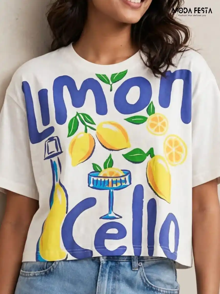 ModaFesta -limoncello-graphic-print-crop-t-shirt