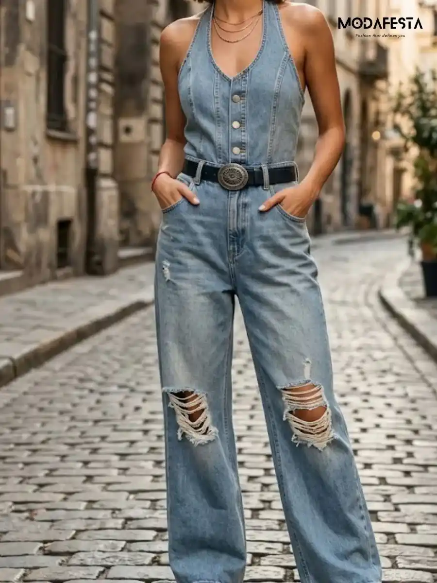 ModaFesta -elegant-denim-halter-neck-style-jumpsuit-blue