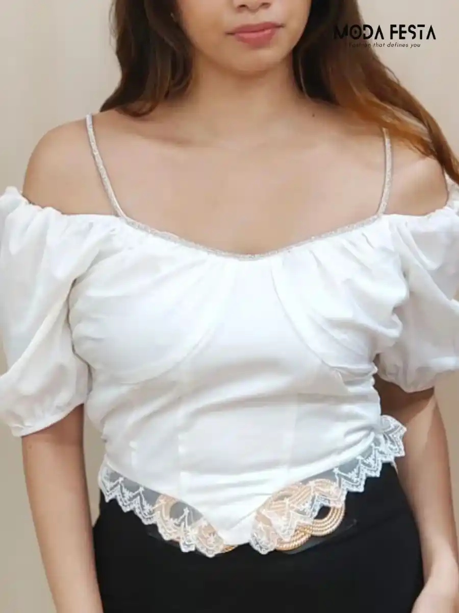 ModaFesta -stylish-crop-party-top-white