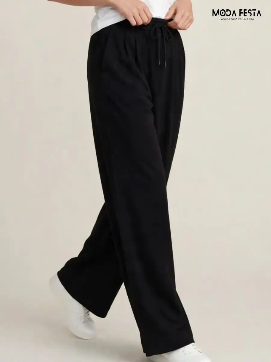 ModaFesta -black-drawstring-scuba-pants