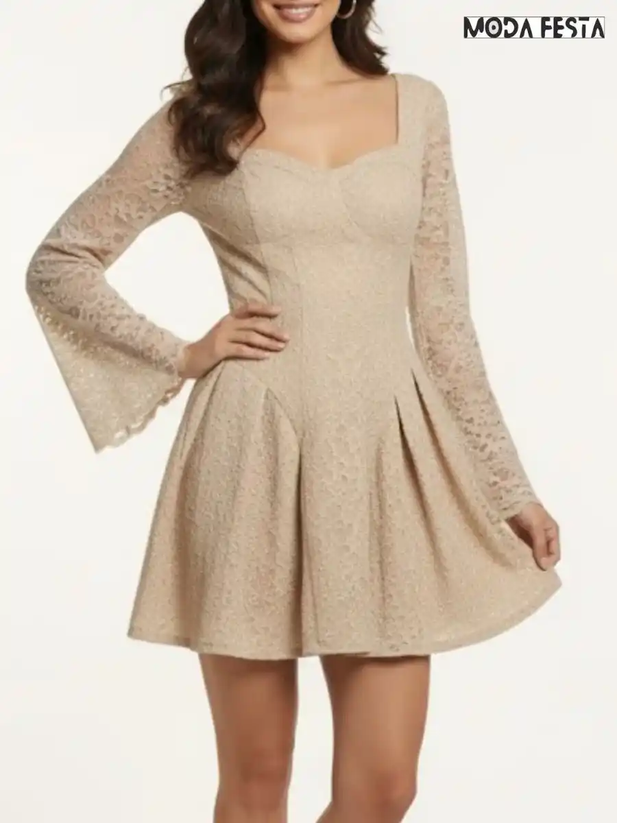 ModaFesta -elegant-mini-lace-dress-beige