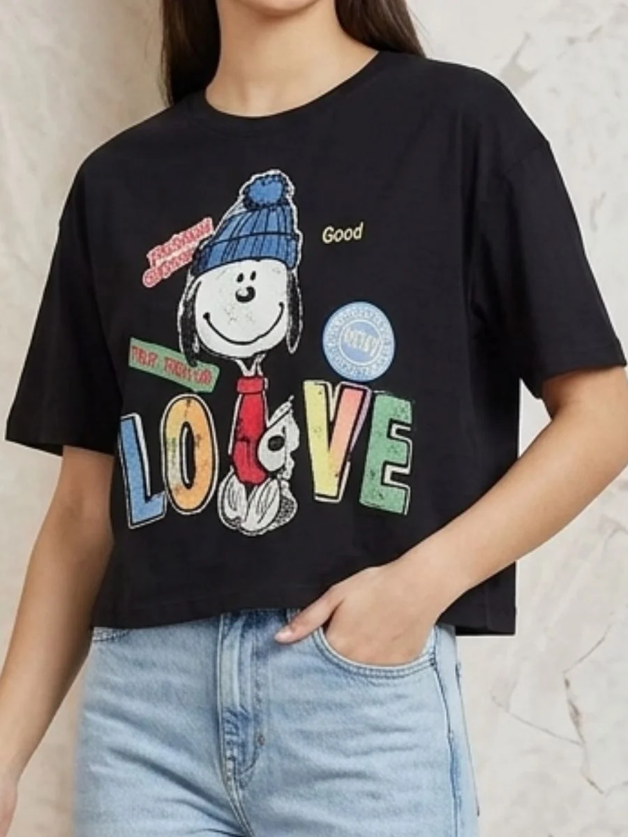 Snoopy Graphic Black Tee