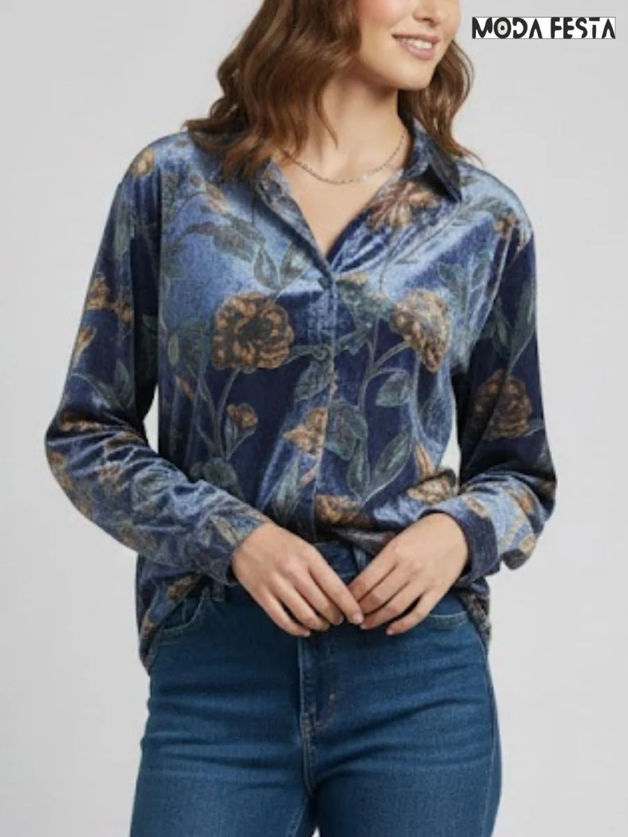 ModaFesta -floral-velvet-printed-shirt-navy--blue