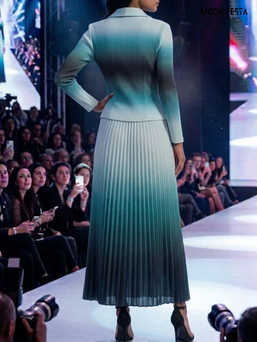 ModaFesta -ombre-pleated-blazer-dress-sea-green