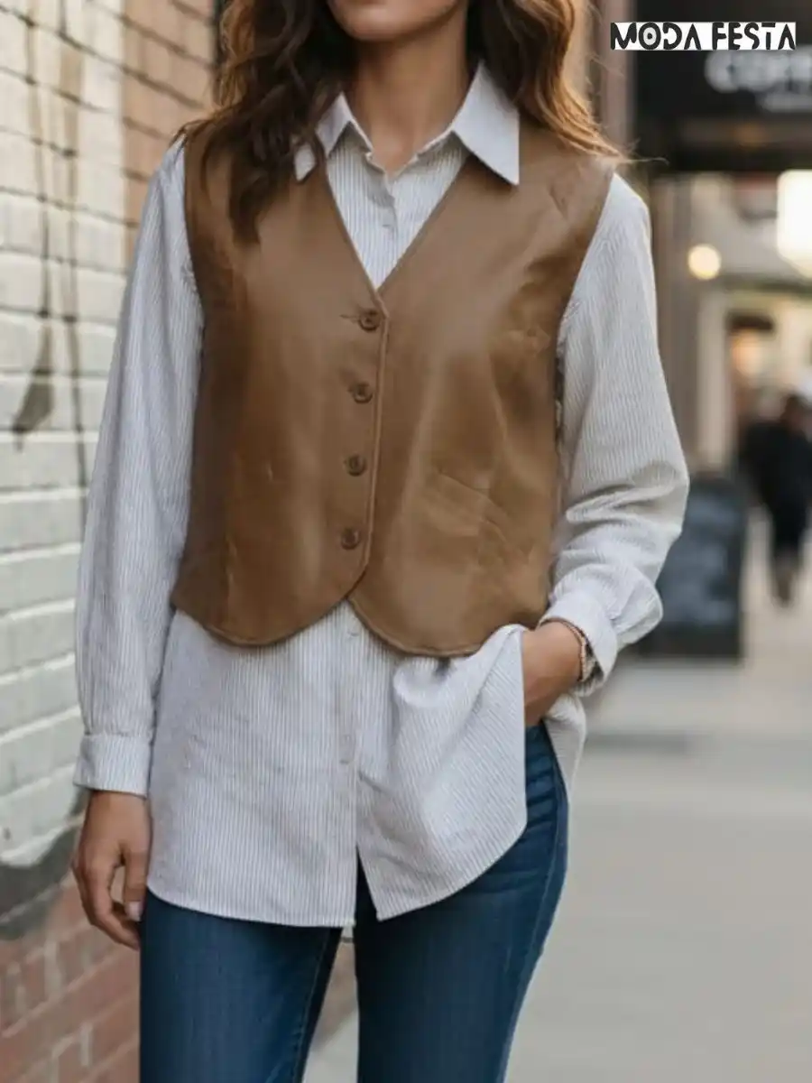 ModaFesta -stylish-stripe-shirt-vest-style-beige