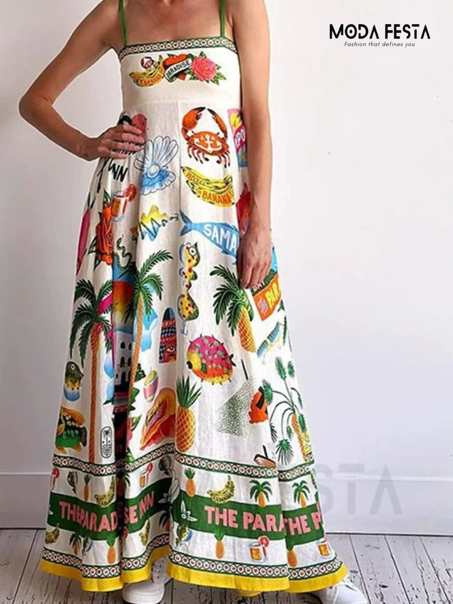 ModaFesta -spaghetti-printed-beach-dress-a-line-off-white