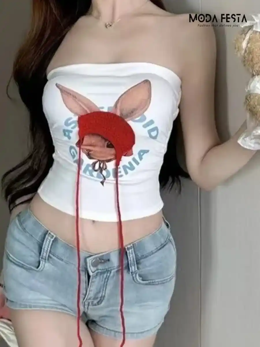 ModaFesta -teddy-bear-tube-top-white