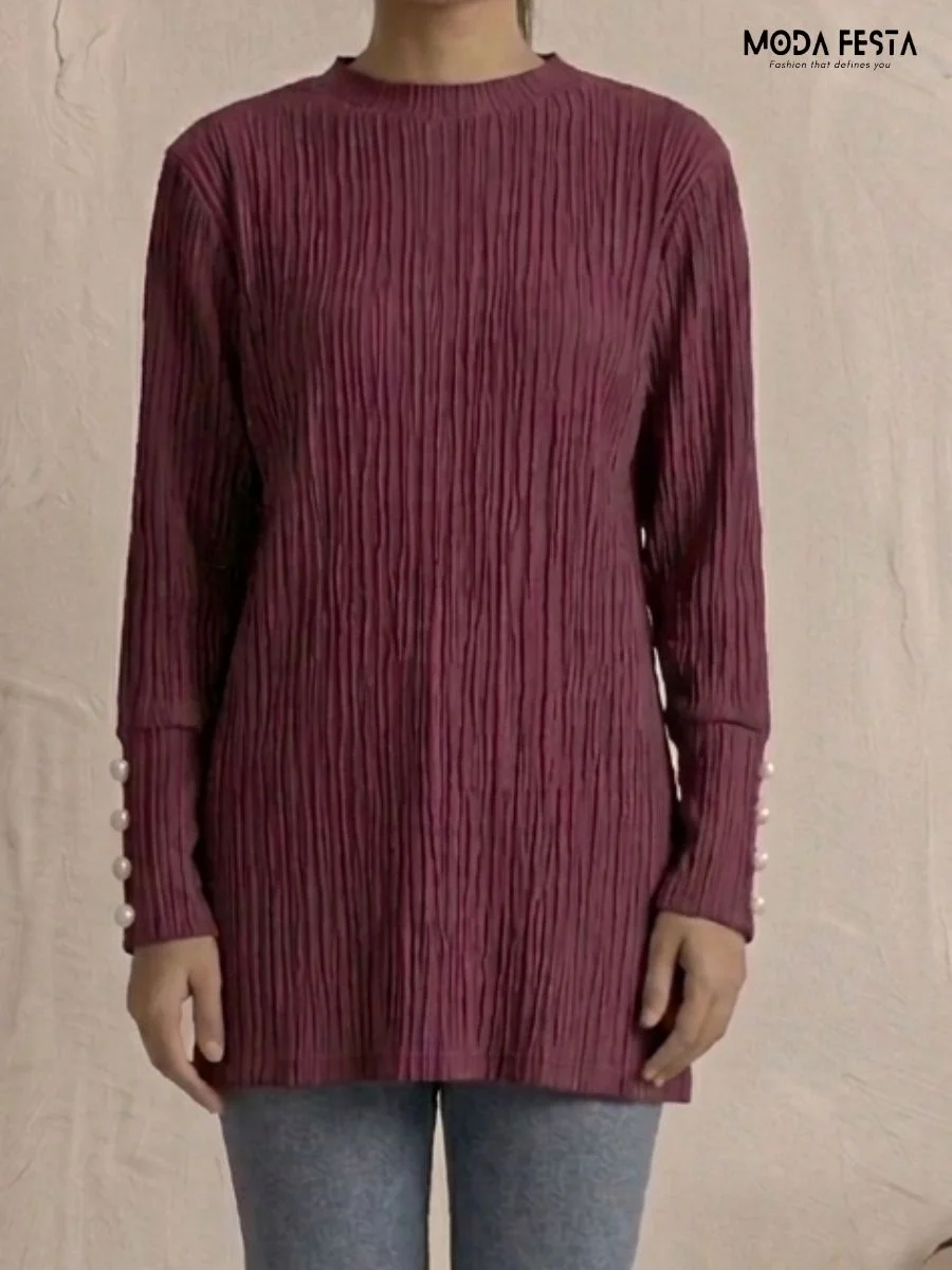 ModaFesta -maroon-pleated-tunic