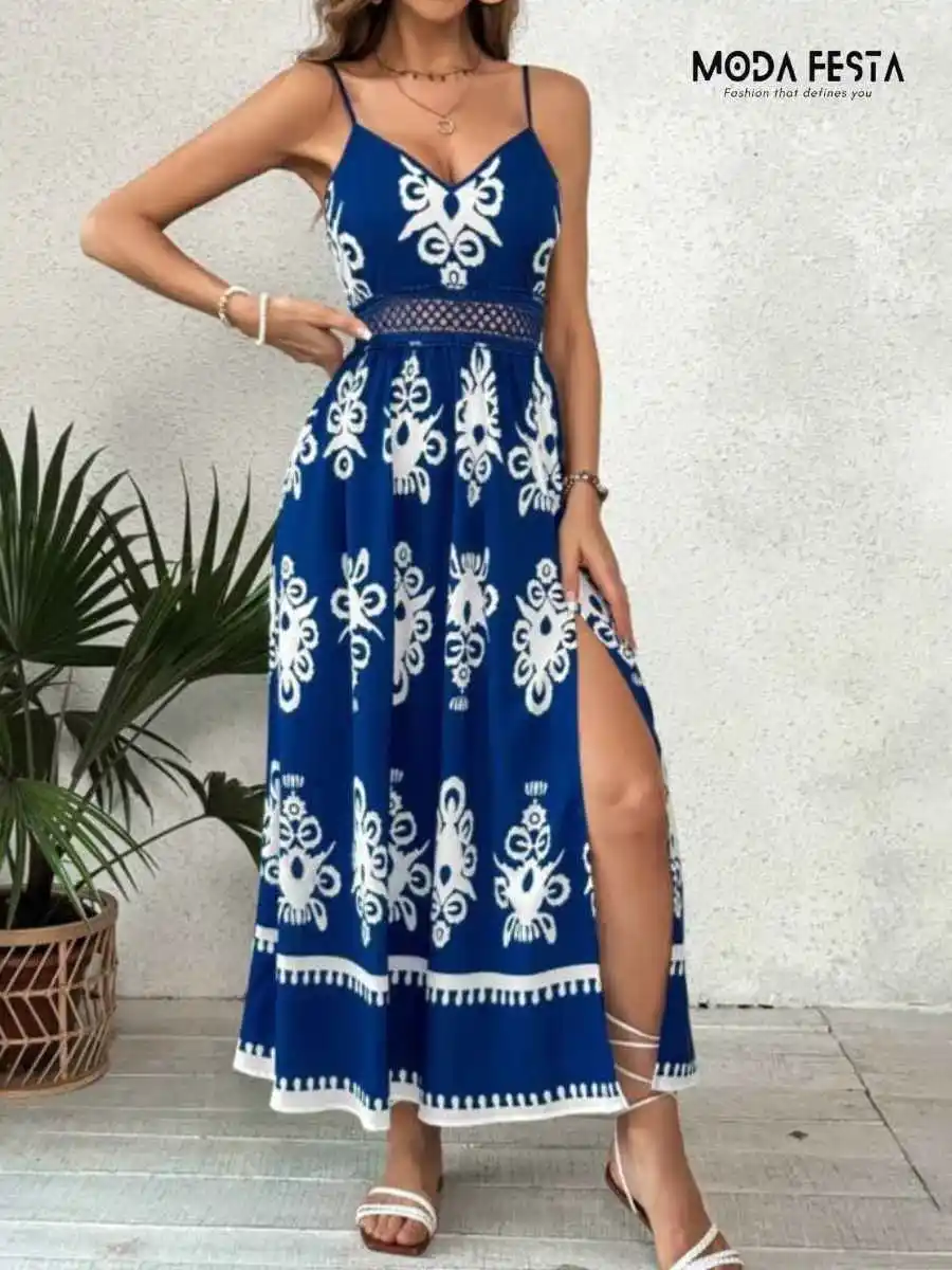 ModaFesta -elegant-retro-print-dress-blue