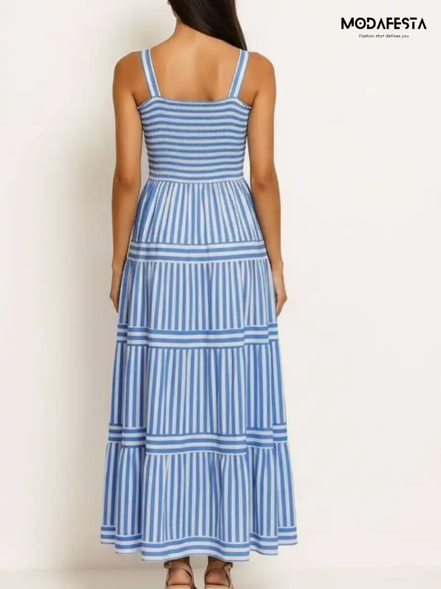 ModaFesta -elegant-summer-striped-dress-blue