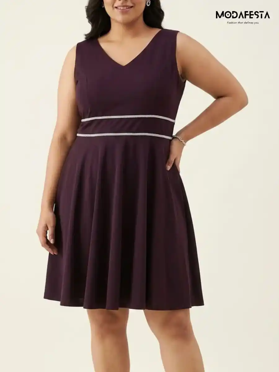 Elegant Embellished V-Neck Fit And Flare Party Dress 1