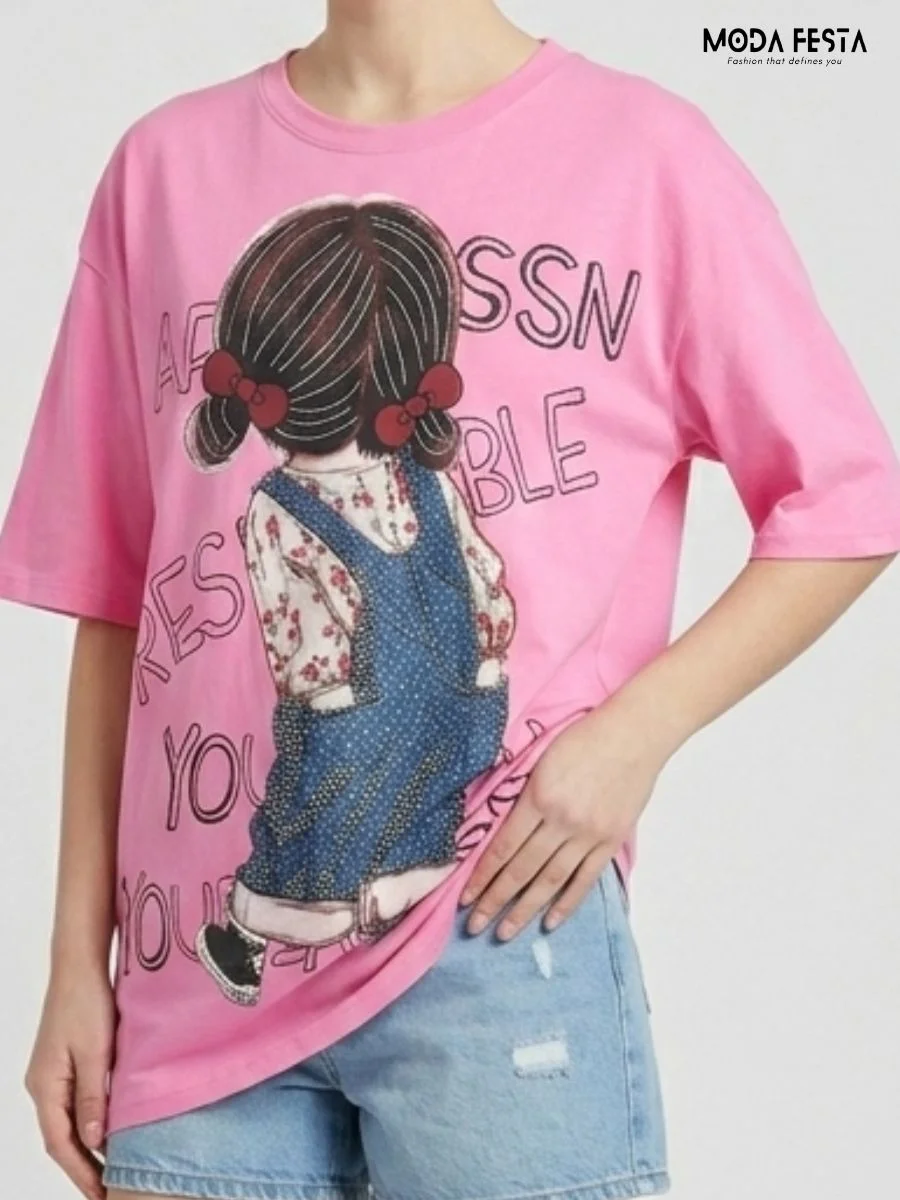 Pink Graphic Print Tee