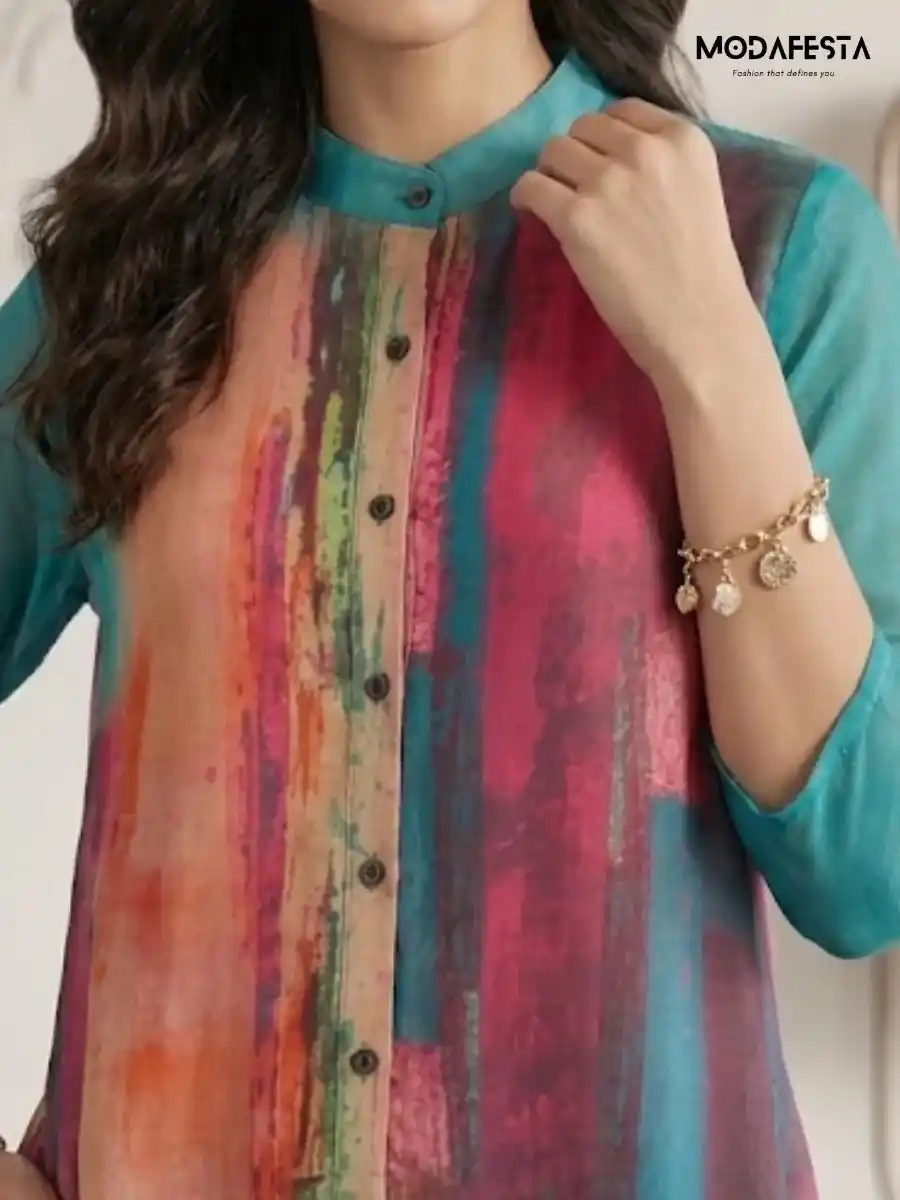 ModaFesta -elegant-abstract-print-chiffon-coord-set-green