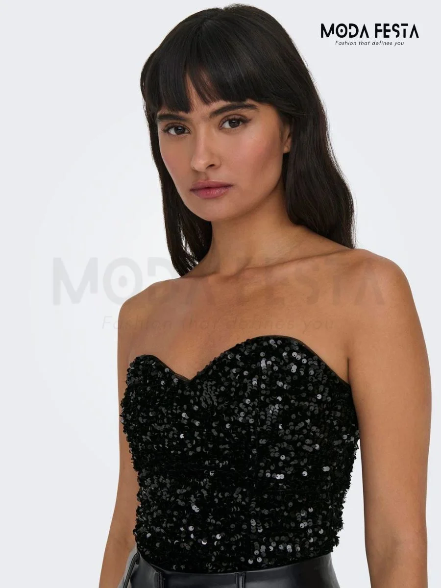 ModaFesta -sequin-crop-top-black