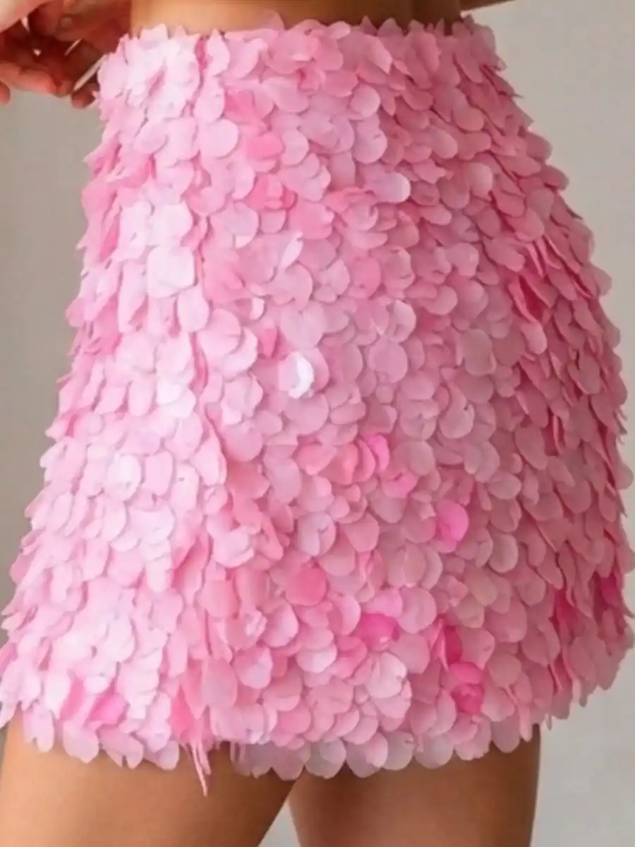 ModaFesta -pink-petal-sequin-mini-skirt