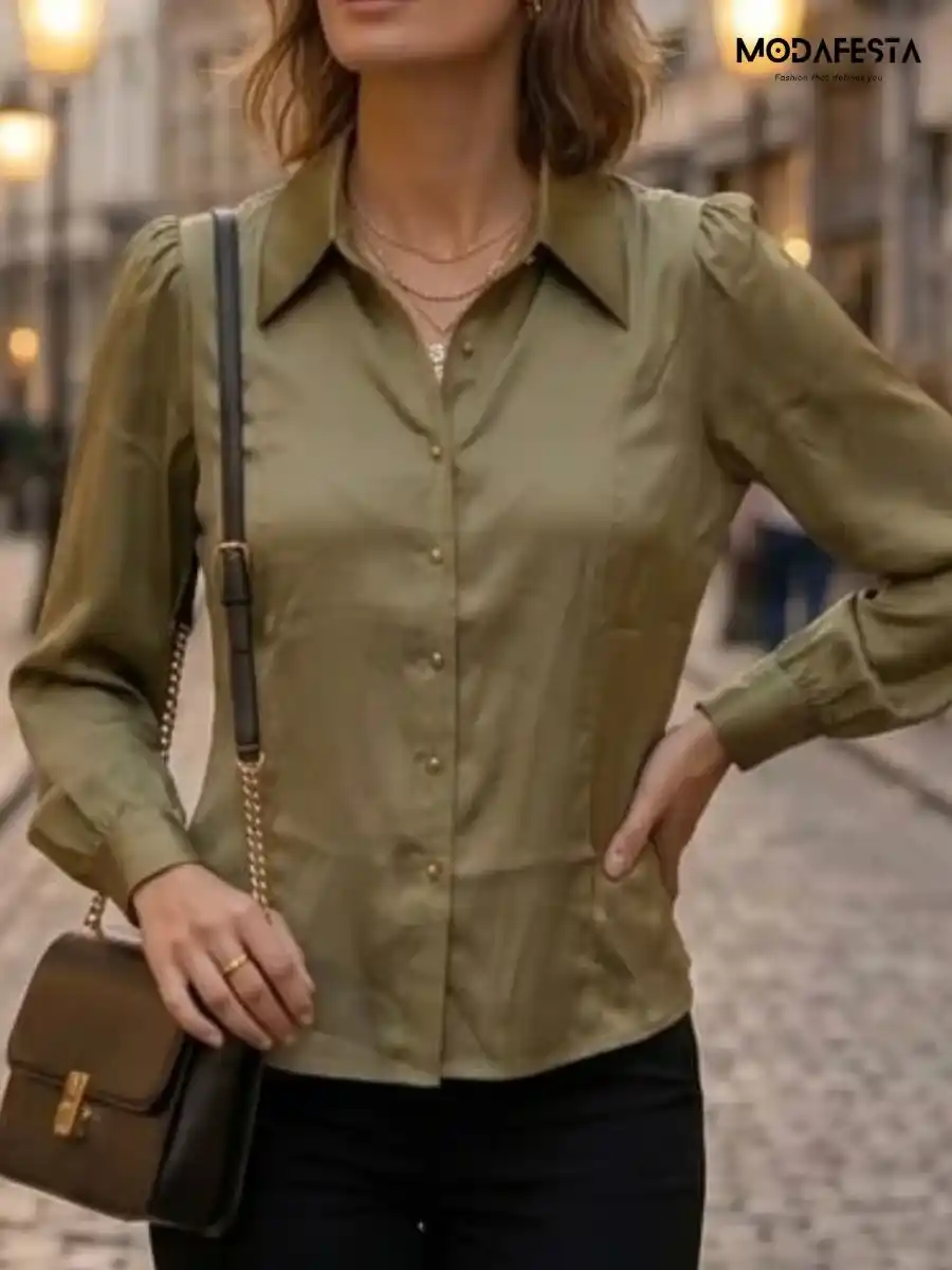 ModaFesta -elegant-satin-Shirt-beige