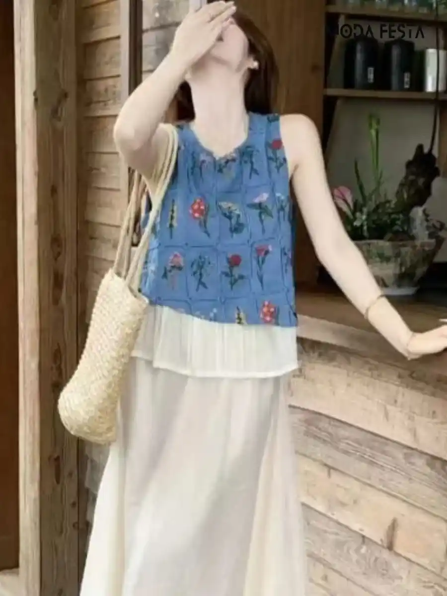 ModaFesta -floral-embroidered-peplum-top-blue