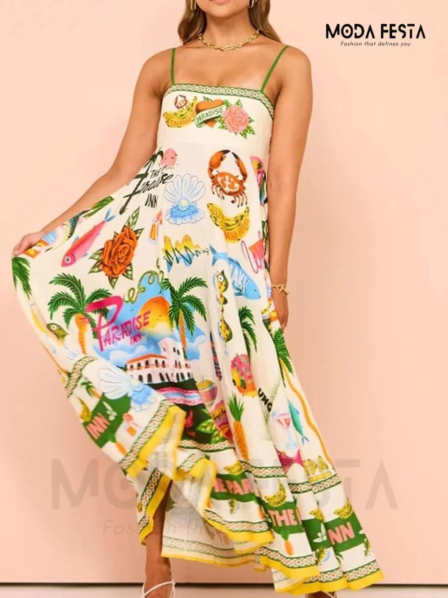 ModaFesta -spaghetti-printed-beach-dress-a-line-off-white