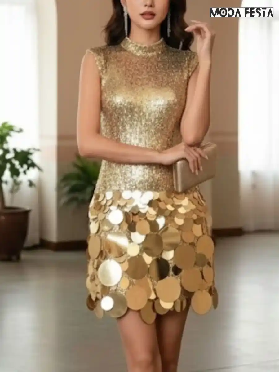 ModaFesta -elegant-sequin-mini-dress-gold