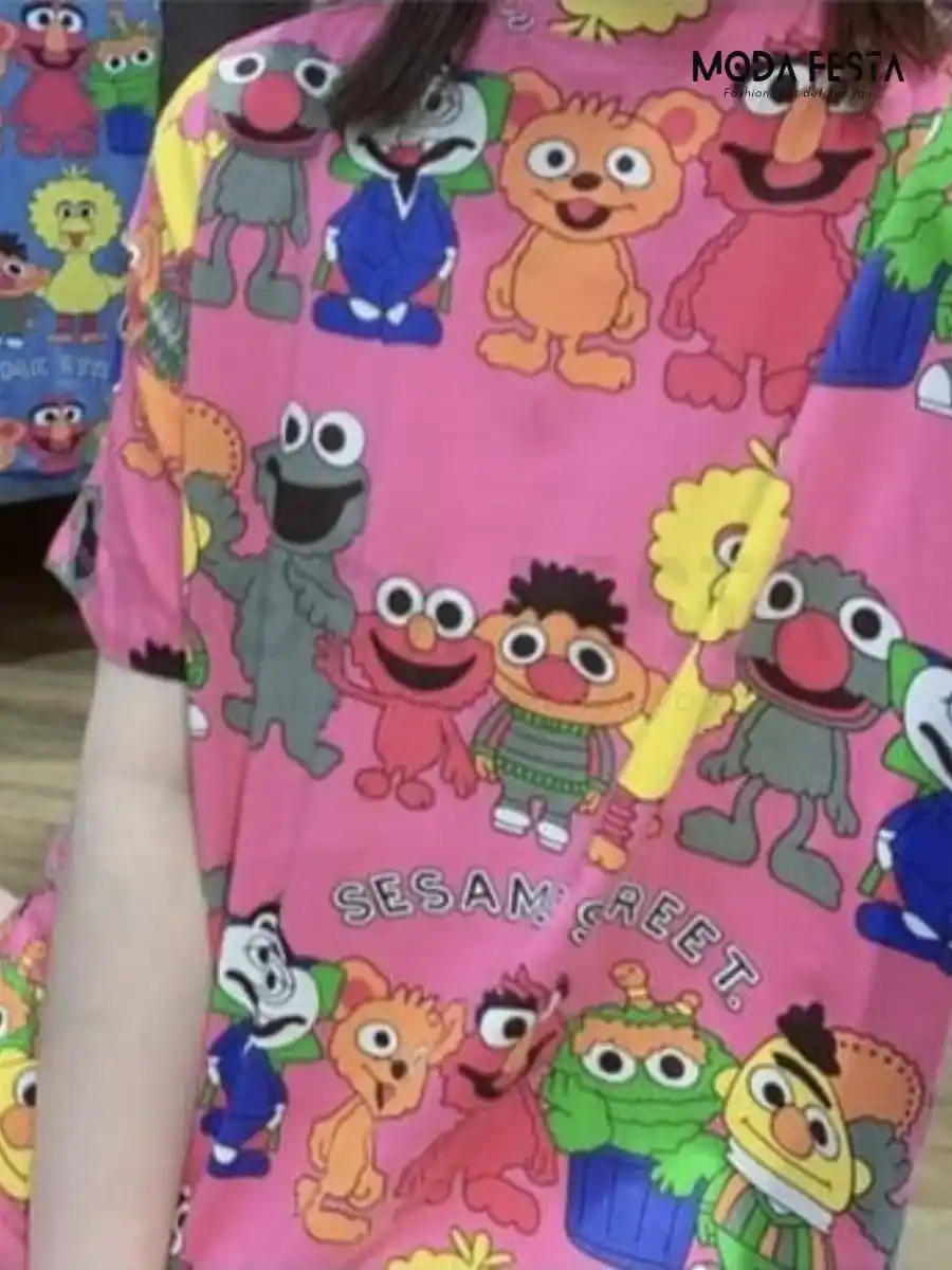 ModaFesta -sesame-street-printed-tshirt-pink