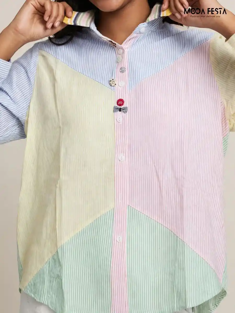 ModaFesta -pastel-colorblock-striped-long-sleeve-shirt