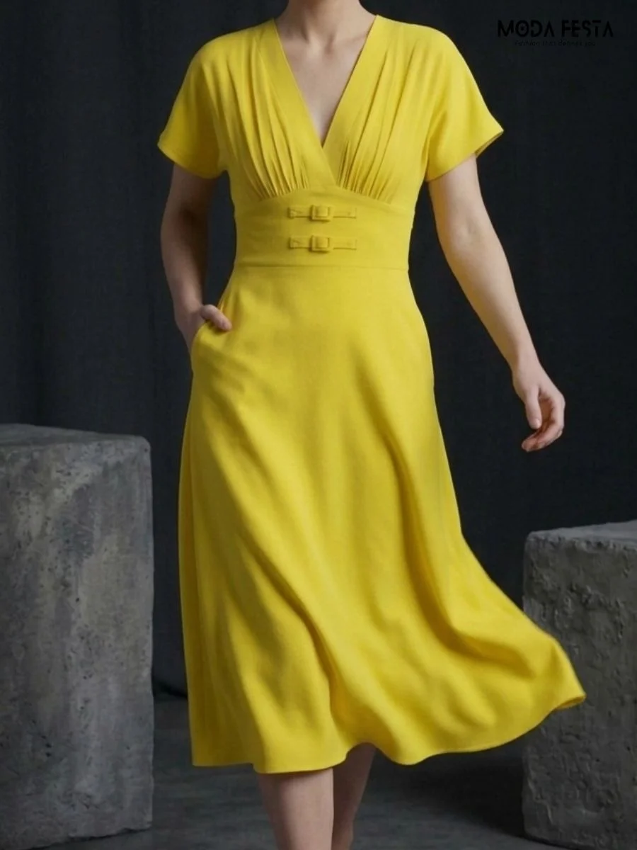 ModaFesta -v-neckline-with-elegant-pleated-details-on-the-bodice
